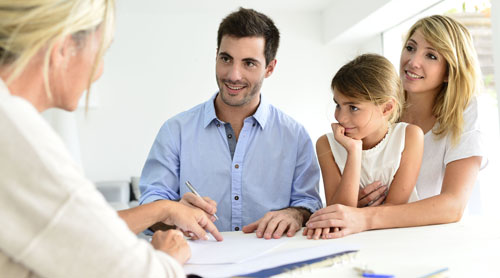 Family meeting an employee