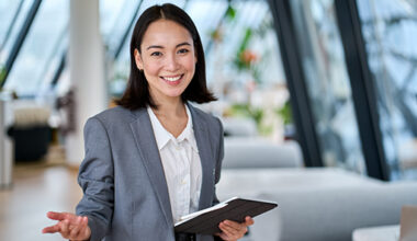 A business woman offering professional services for HR strategies